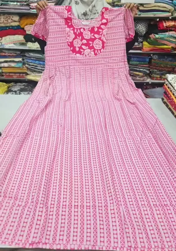 Premium Cotton Frock Style Nighty with Adjustable Rope & Side Pocket |NT3620